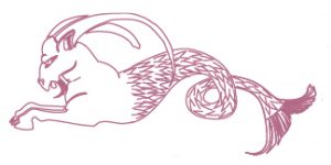 Astrology symbol for Capricorn (is not a goat).